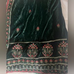 Pakistani Emerald Green Velvet Shawl